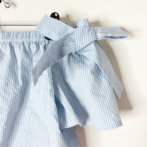 INC International Concepts Stripe Off the shoulder Blouse Top Bow Sleeve blue - Picture 4 of 13